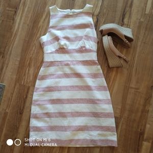 J. Crew Factory Linen Striped Sleeveless Dress